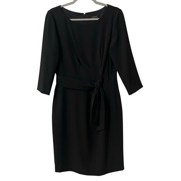 Tahari ASL Tie Waist Sheath Dress Knee Length 3/4 Long Sleeve Womens sz 8 Black - Picture 5 of 16